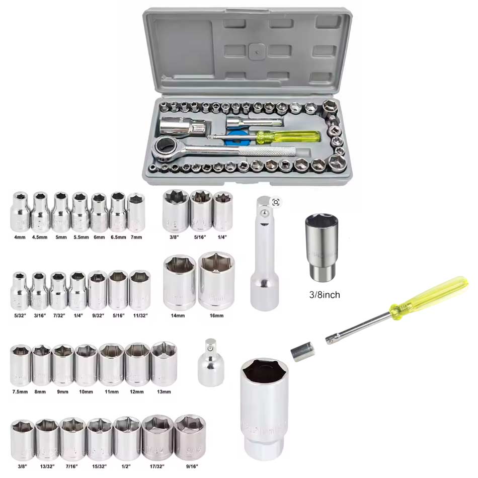 Set Dados 40 Piezas Cromo Vanadio Caja Mia-4112