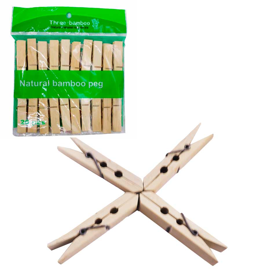 Pinza P/Ropa Bamboo Grande X20 Mia-6822/Mia-4997