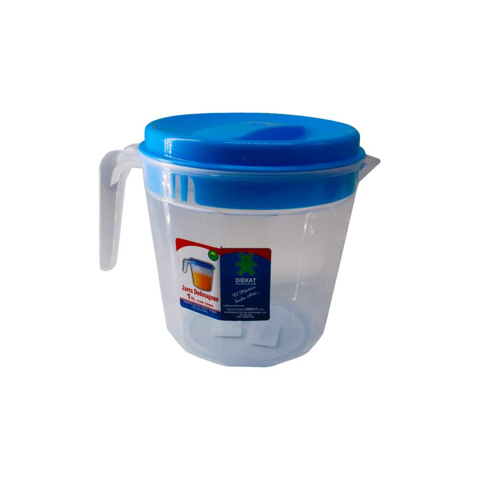Jarra Dodec 1 Litros Transparente Tapa Color Pjt71