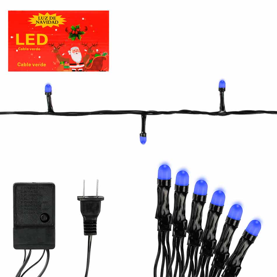 Luces Navidad Led Bombillo 100L Azul Mia-7021A