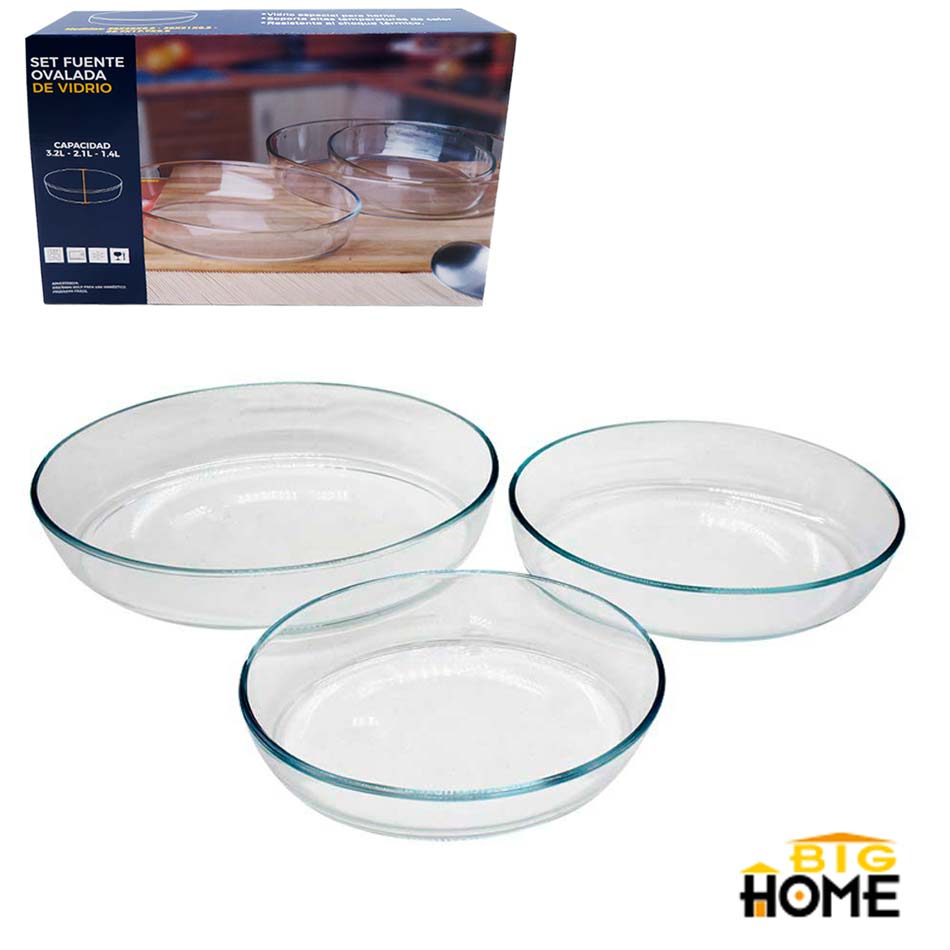 Set Pyrex Oval X3 Big Home 9162/2/3 Capac 3.2L/2.1L/1.4L