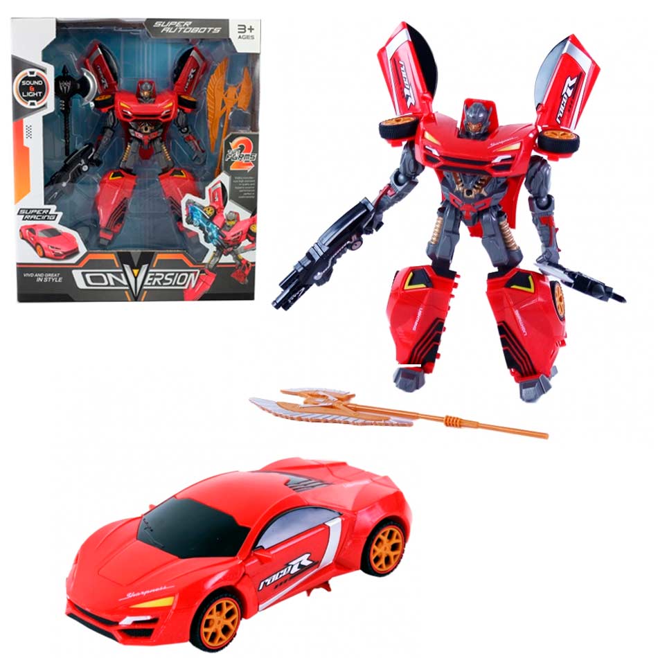 Robot Conversion Fast Sport Auto Con Luz Y Sonido 3882