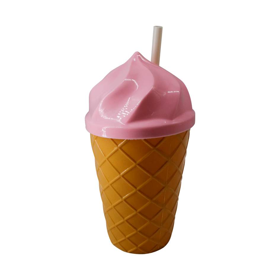 Vaso Con Tapa Con Sorbete Plástico Helado Mia-6743