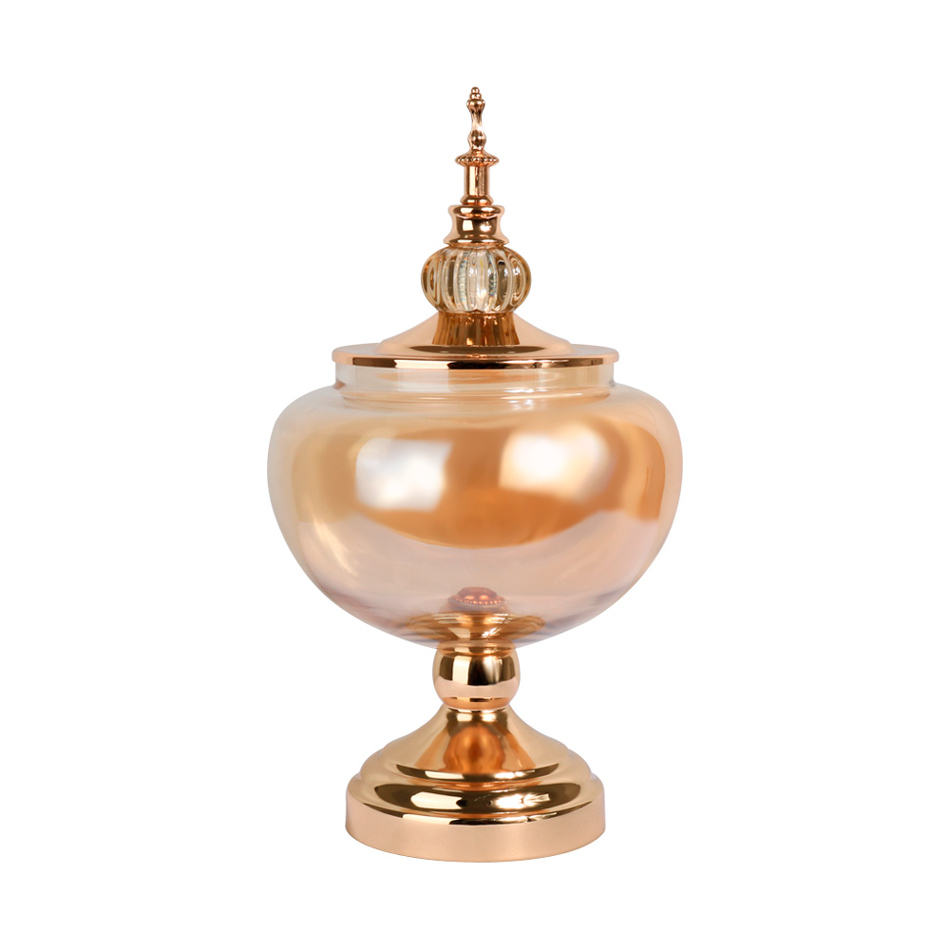 Bombonera De Vidrio Con Tapa Big Home Dorado Aa-47