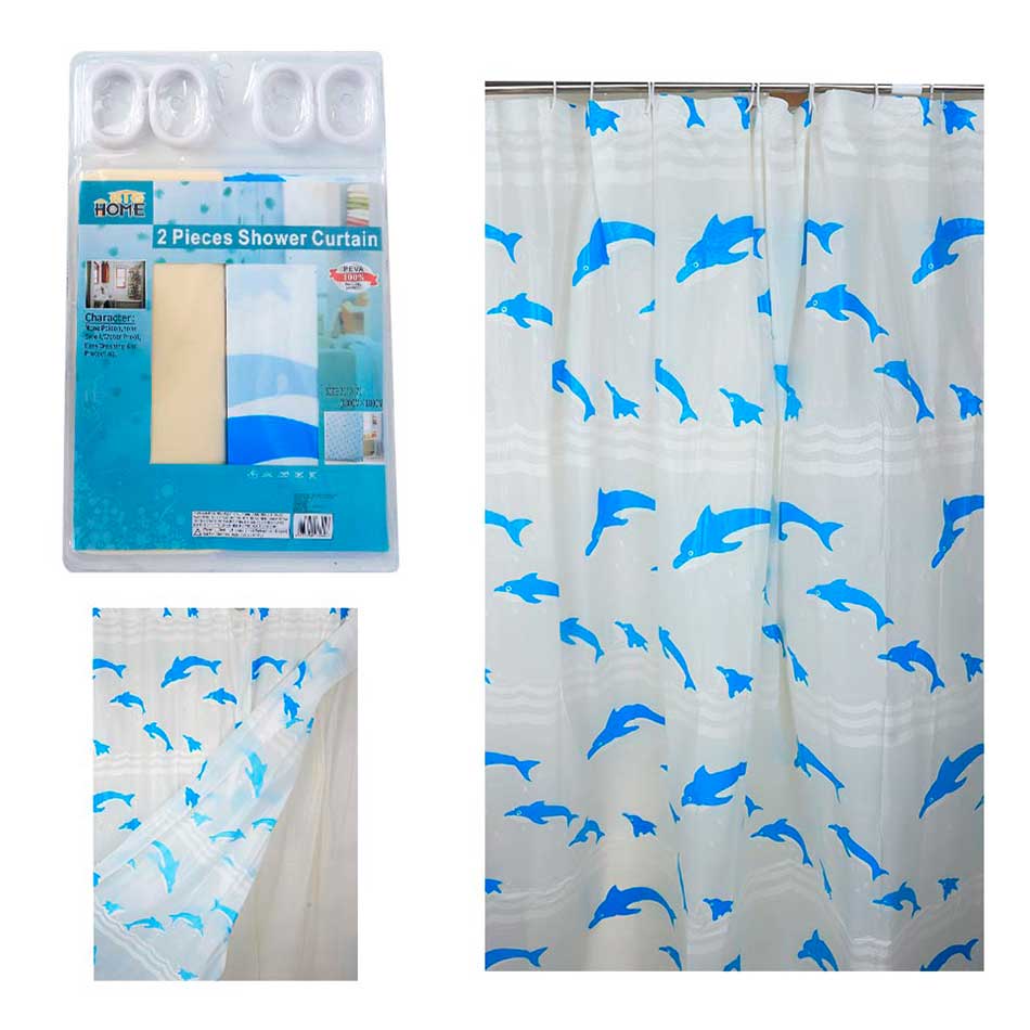 Cortina De Baño 2 Piezas 180X180Cm Big Home 16891-9