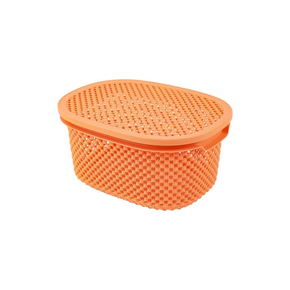 Canasta Plastica Ovalada Con Tapa 12X19X25.5Cm Big Home Mia20031