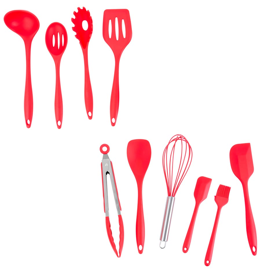 Juego De Utensilios De Cocina De Silicona 10 Piezas Big Home Rojo Big20188