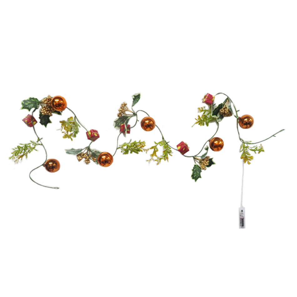 Guirnalda Navidad Con Luz Bola Cobre 2M Mia-10438