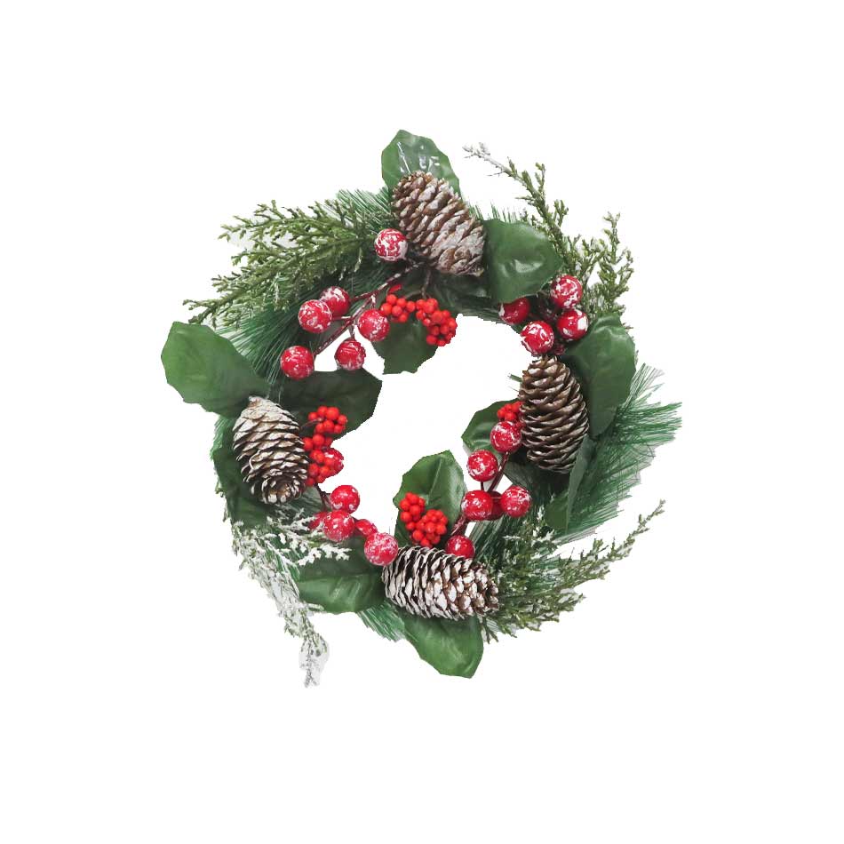 Corona Navideña con Piñas Nevada 20cm MIA-20822