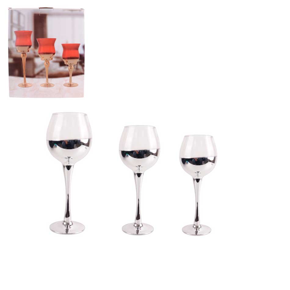 Candelabro De Vidrio 3 Piezas Mia11472