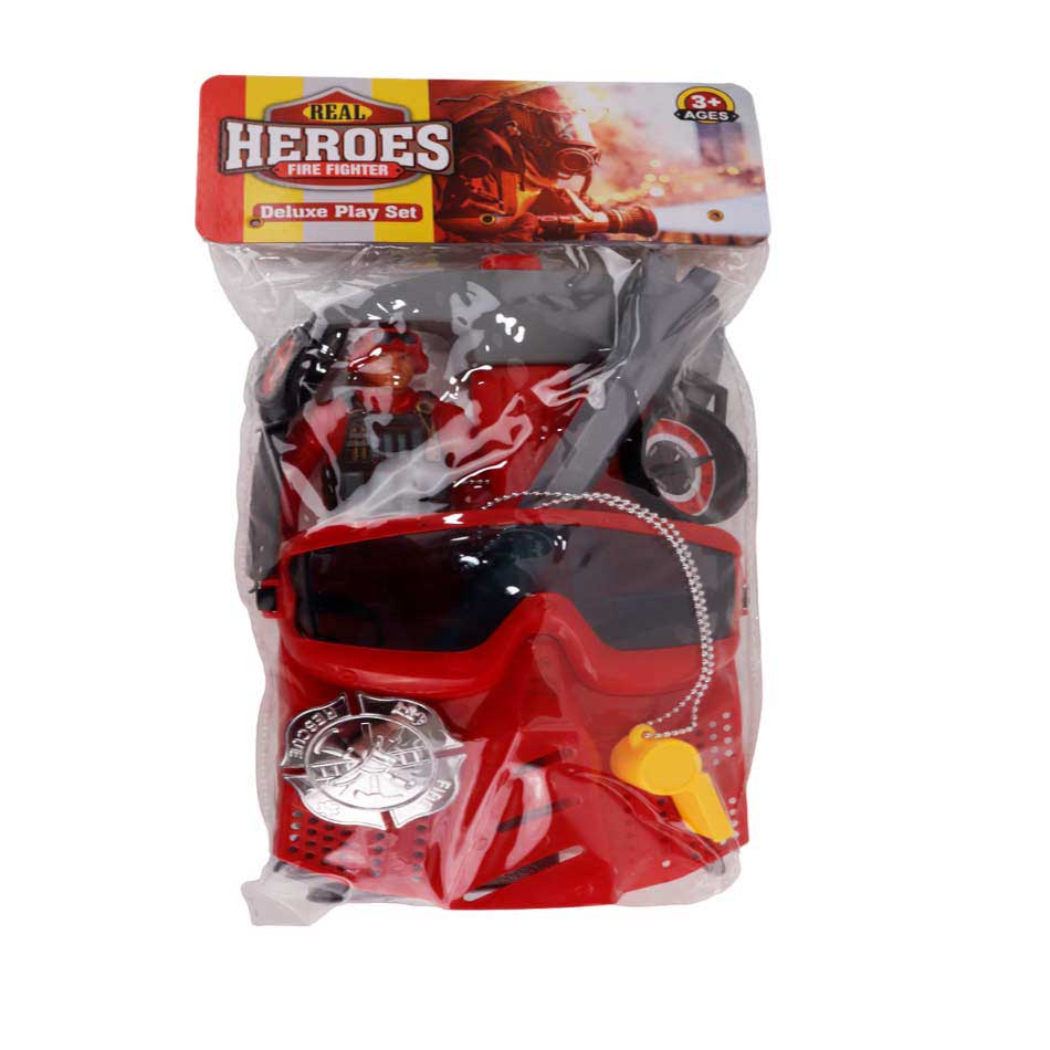 Set/ Masc Bombero 10 Piezas Funda Accesorios Heroes Real 99044