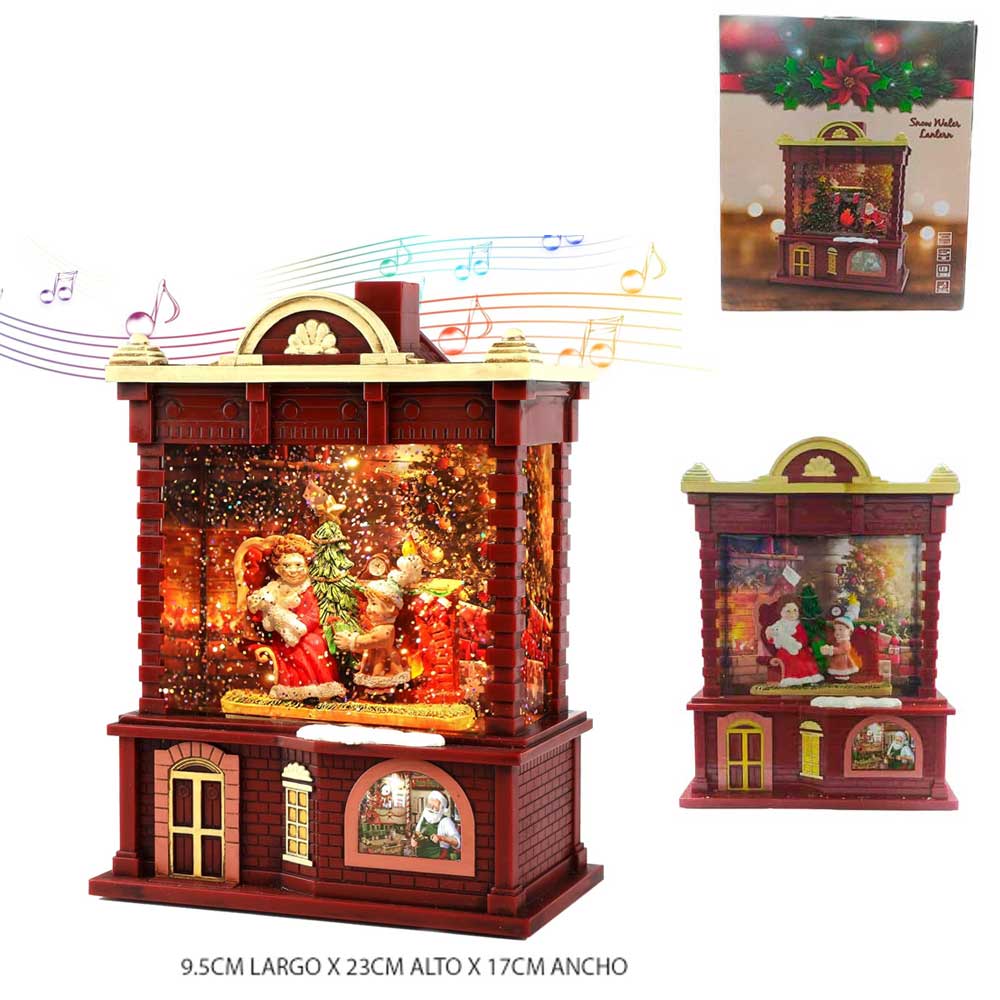 Casa Navidad Musical Con Efecto De Nieve Mia11005