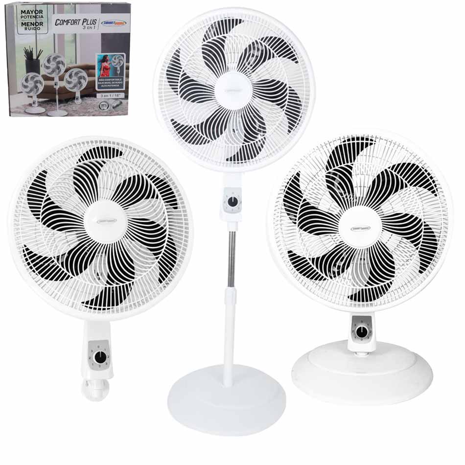 Ventilador 3en1 Silencioso 18 pulgadas Blanco Smart Home SSF-1806W