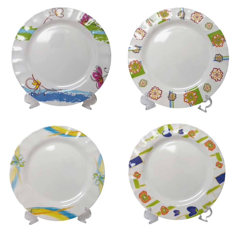 Plato Tendido Melamina Ondas Diseño Surtido10 Pulgadas 744