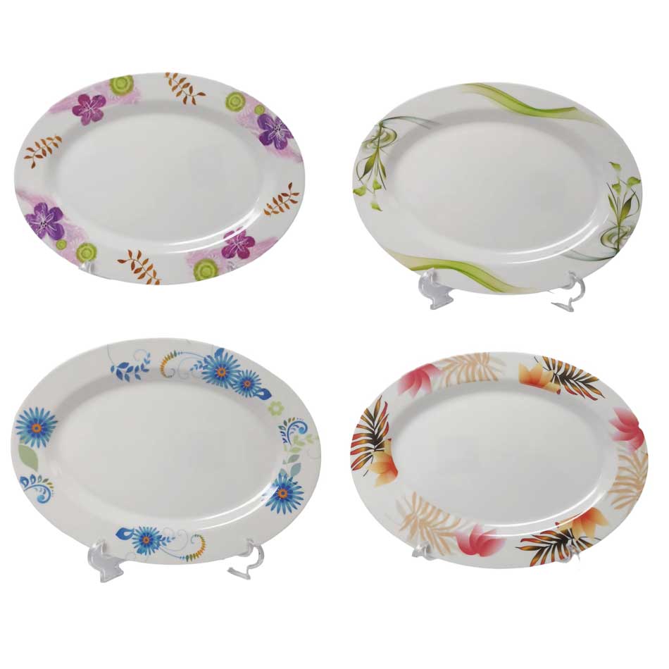 Plato Ovalado Melamina Diseño Surtido 12 Pulgadas 110