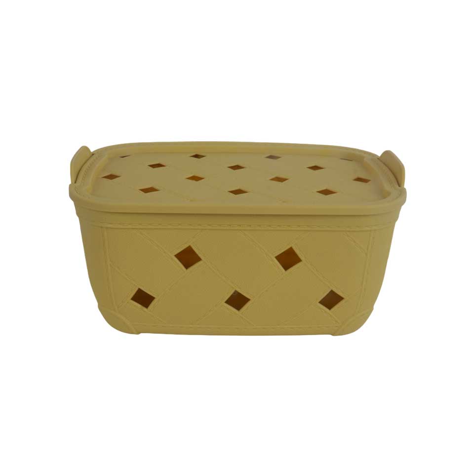 Canasta Plastica Rectangular Con Tapa 11.5X24X17Cm Mia12607