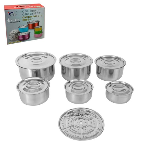 [1106423] Juego Tazón Acero 6+1 16-28Cm Con Tapa Ba-61