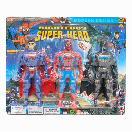 [6103200] Set Plastico Superheroes 3 Piezas Blister 6889