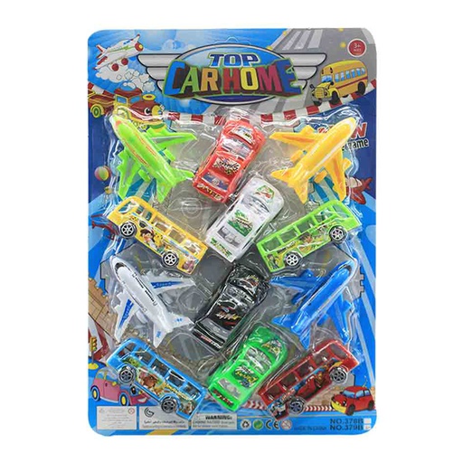 [6102854] Set Carros Avión Y Autobus 12 Piezas Blister 379B