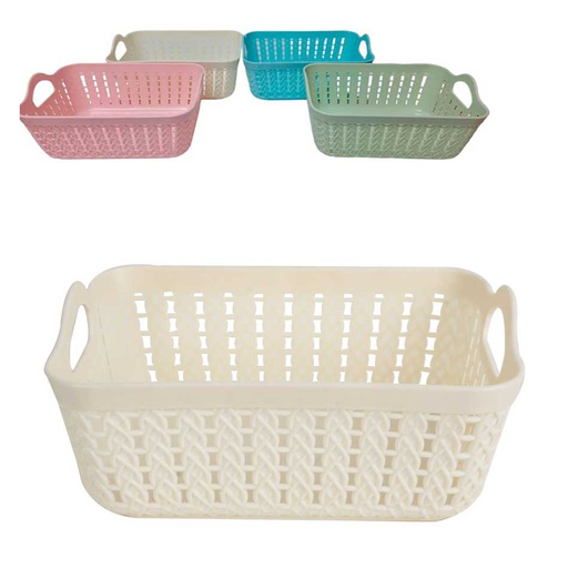 [1700410] Canasta Plastico Rectangular Con Asas 14X8X20Cm Mia8219