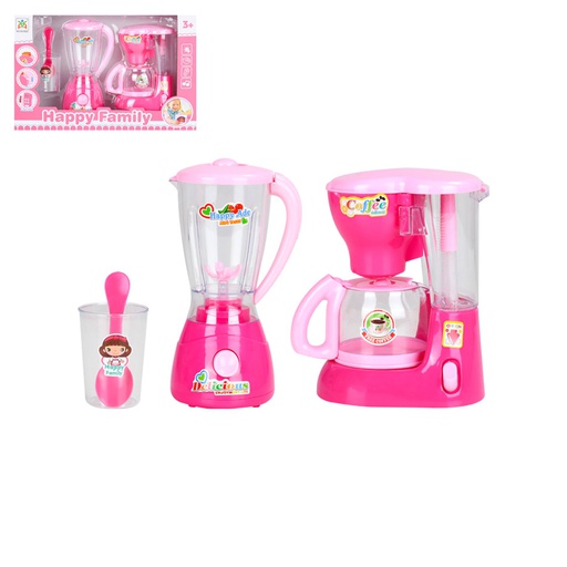 [6102013] Set Cafetera Licuadora Y Vaso Happy Family Ls8286