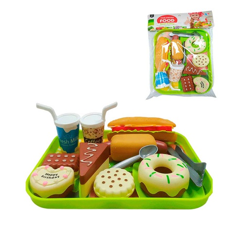 [6101681] Juego Set Comida C/Charol Funda 8814