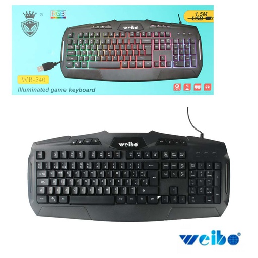 [7200212] Teclado Gamer Retroiluminado Wb-540 Weibo MIA-9036