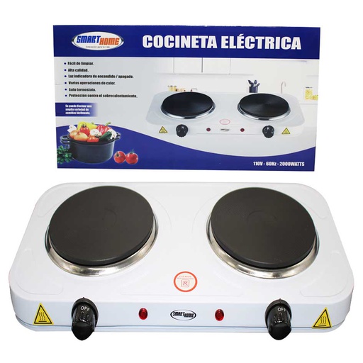 [7100424] Cocineta Electrica 2 Hornillas 2000W Smart Home AD-S203