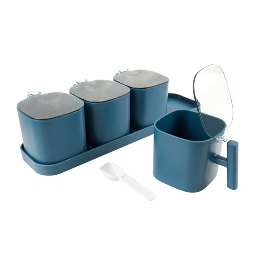 [1100263] Set Condimentero Plástico 4 Piezas Turquesa Mia20597