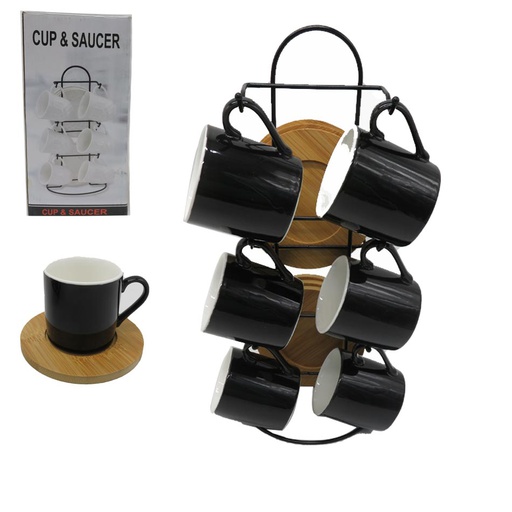 [1201996] Set Tazas 90Cc C/Porta Vaso Mad 12 Piezas Mia-20509