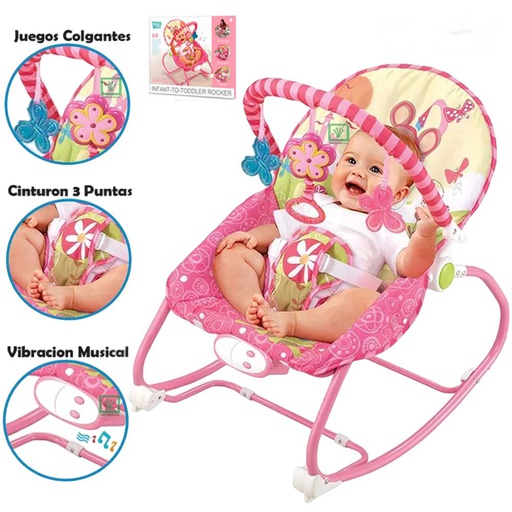 [5500072] Silla Mecedora Rosada Vibradora Muscial Caja 898-916