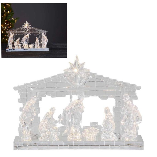 [6201630] Adorno Navidad Navimiento Acril 40X9X26Cm Mia-10399