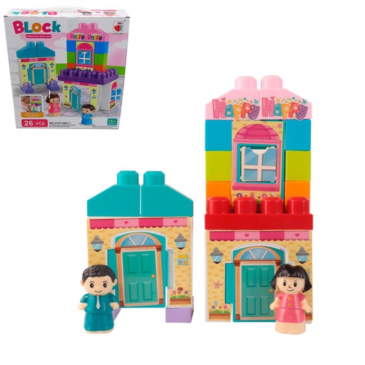 [6100229] Set Construcción Con Casa Y Figuras 26 Piezas 313T44A