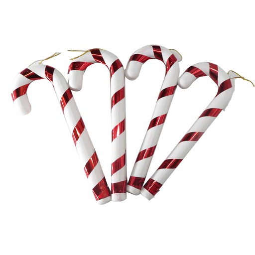 [6200122] Bastón Plastico Colgante Navidad 4 Piezas Mia10414