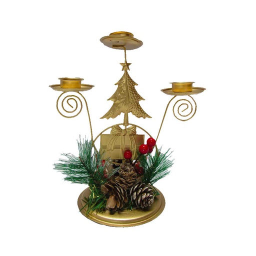 [6200806] Candelabro Navidad Metal Arbol 3V Mia10429