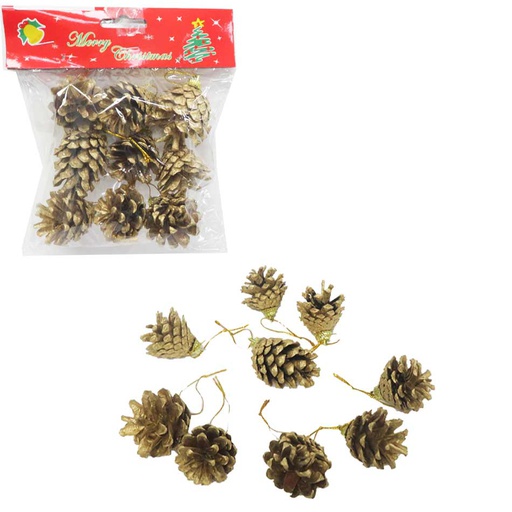 [6200265] Adorno Navidad Piñas 9 Piezas Mia-20807
