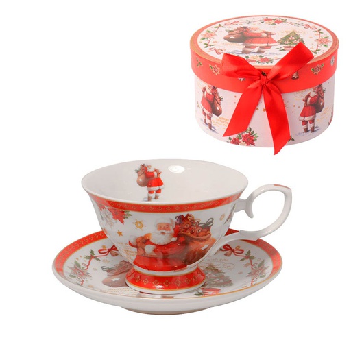 [6202368] Juego Taza Navidad Con Plato Ceramica Caja Mia-20705