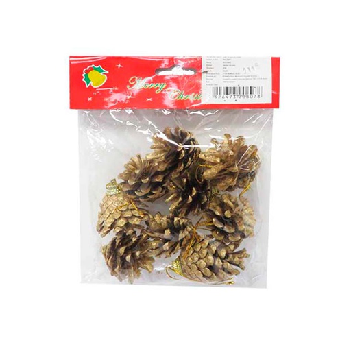 [6200263] Adorno Navidad Piñas 6 Piezas 4Cm Mia-20806