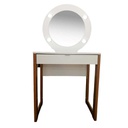 Tocador Mdp Con Espejo Redondo Y Luces Tecno Mobili Almendra Pe20180105