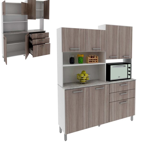 [1103511] Kit Cocina 183X 138.9X37.9Cm Tecno Mobili Carvalho Cz10130003