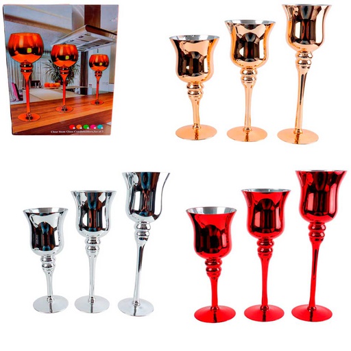 [1302728] Candelabro De Vidrio 3 Piezas Mia11459