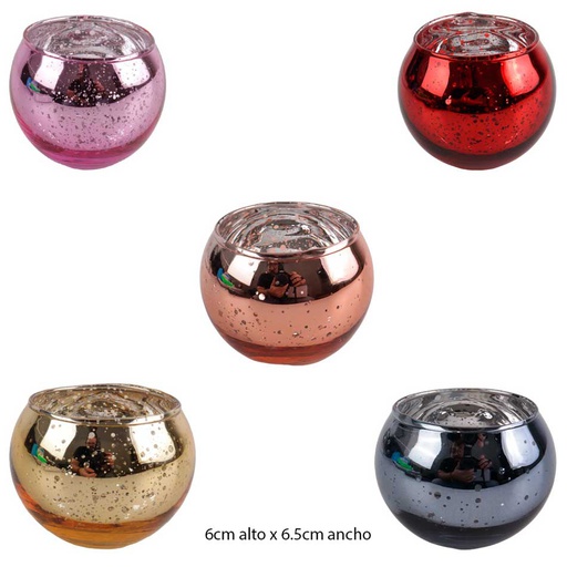 [1302924] Portavelas Metalizado Navidad De Vidrio | Mia11474