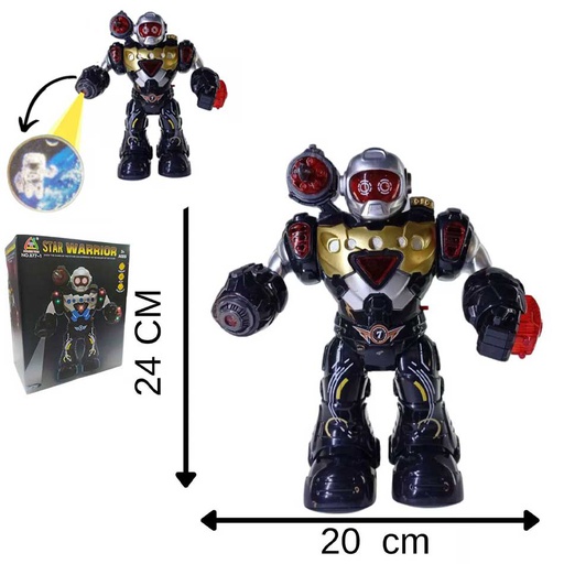 [6103449] Robot Star Warrior Con Luz Sonido Y Proyector 24Cm 8771