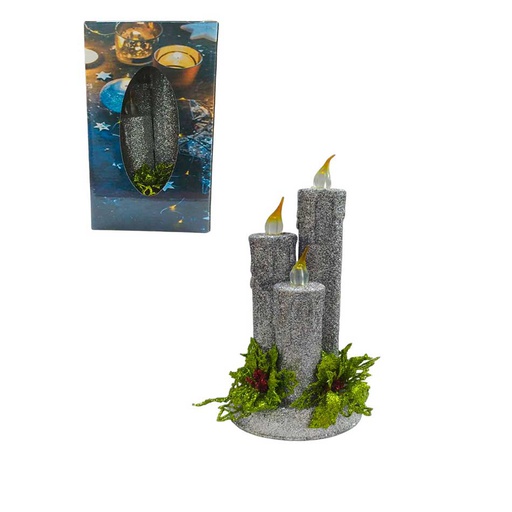 [6202433] Candelabro Plástico Con Luz 3V Mia11369