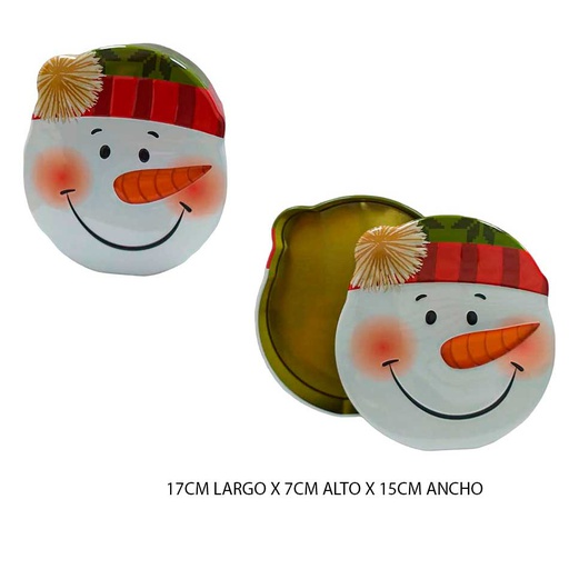[6202630] Caja Metalica Muñeco De Nieve Navidad 7X15X17.5Cm Mia12168