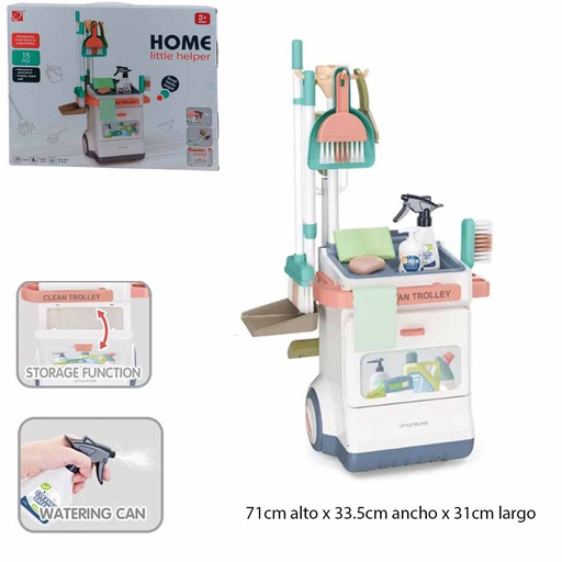 [6102038] Carrito Rodante De Limpieza 15 Piezas Home Litter 66763