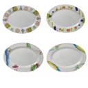 Plato Ovalado Melamina Ondas Diseño Surtido12 Pulgadas 760