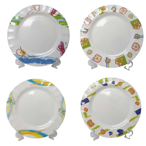 [1205343] Plato Tendido Melamina Ondas Diseño Surtido10 Pulgadas 744